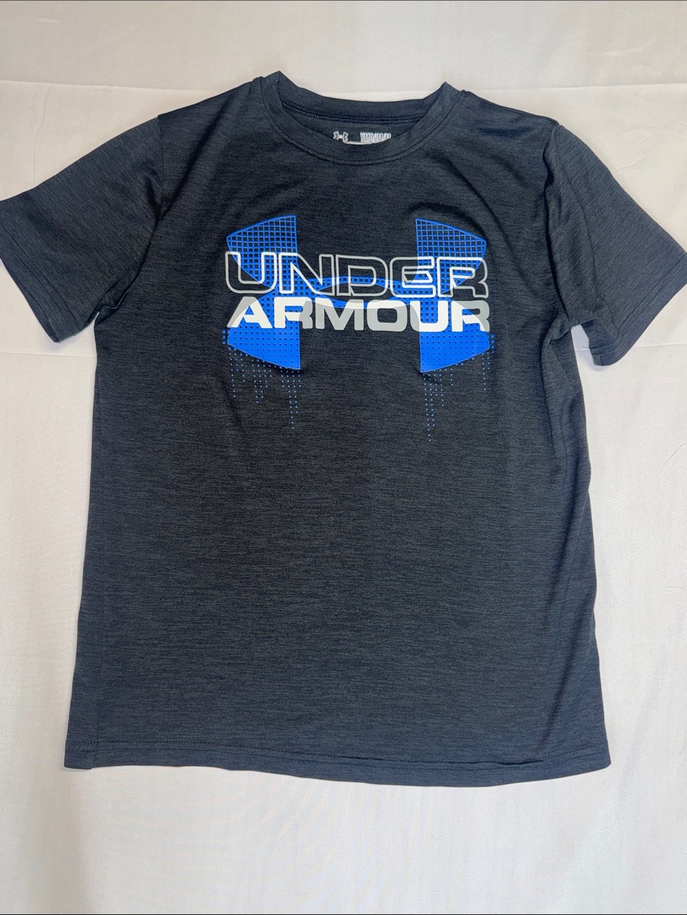 Boys Under Armour Black Tee with Blue and White Logo